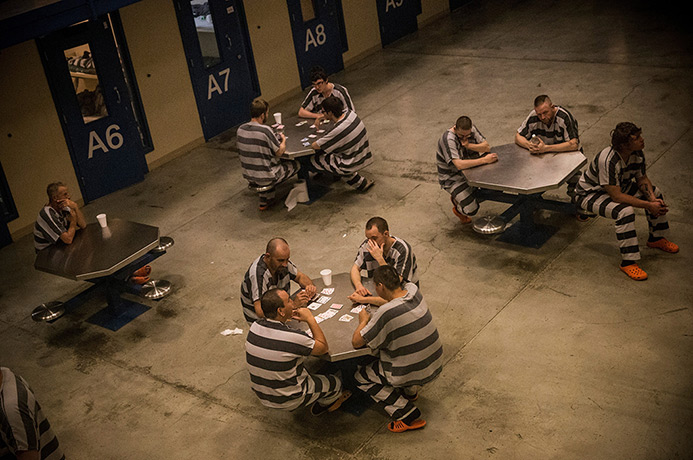Weekend in pictures: North Dakota, USA: Inmates sit in the county jail on in Williston