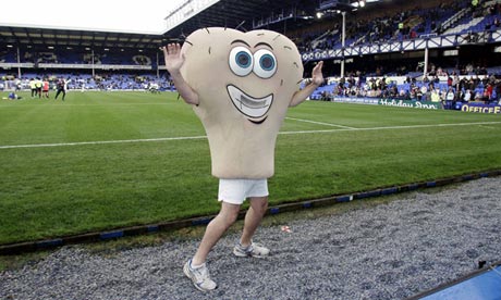 Mr Testicles of rhe Male Cancer Awareness Campaign at a Premier League football match