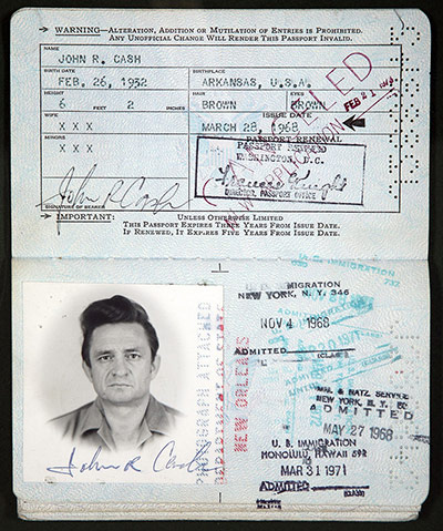 Famous Peoples Passports: Johnny Cash