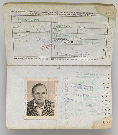 Famous Peoples Passports: Truman Capote