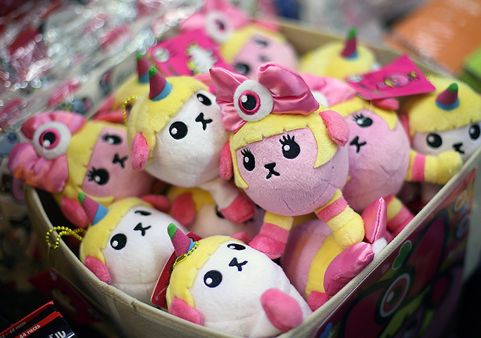 Hyper Japan London: Soft toys are displayed for sale