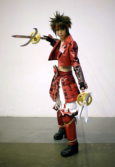 Hyper Japan London: An exhibitor wears a Cosplay outfit