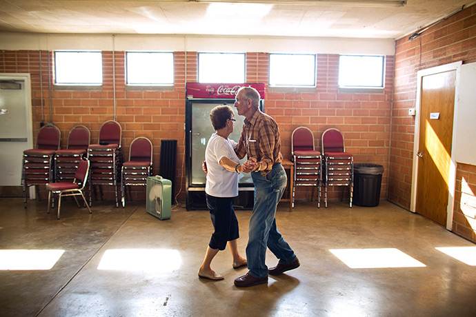 Iowa fair: Leonard Shatek dances with Leanna Miller during a Polka dance at the Floyd 