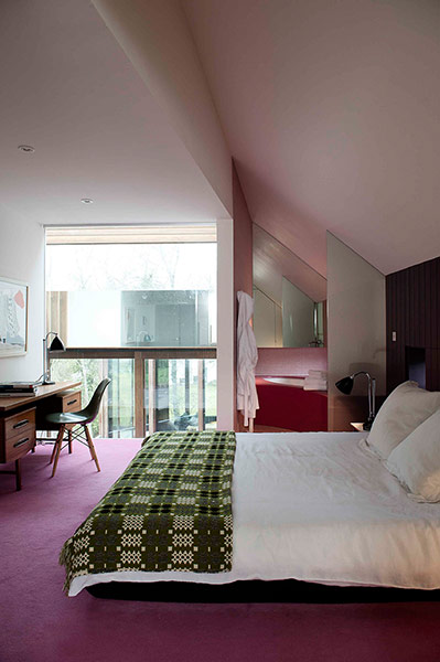 Homes - Welsh House: bedroom area with pink carpet
