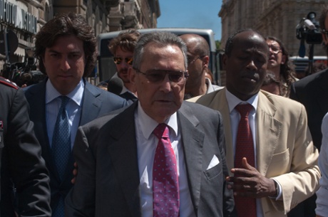 Silvio Berlusconi's lawyer, Franco Coppi, during a break today.