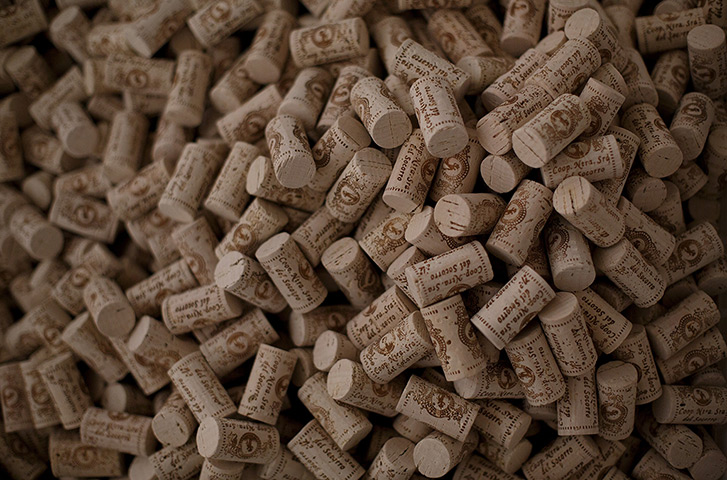Cork Harvest: Natural wine corks are stored in a factory in Bollullos Par del Condado