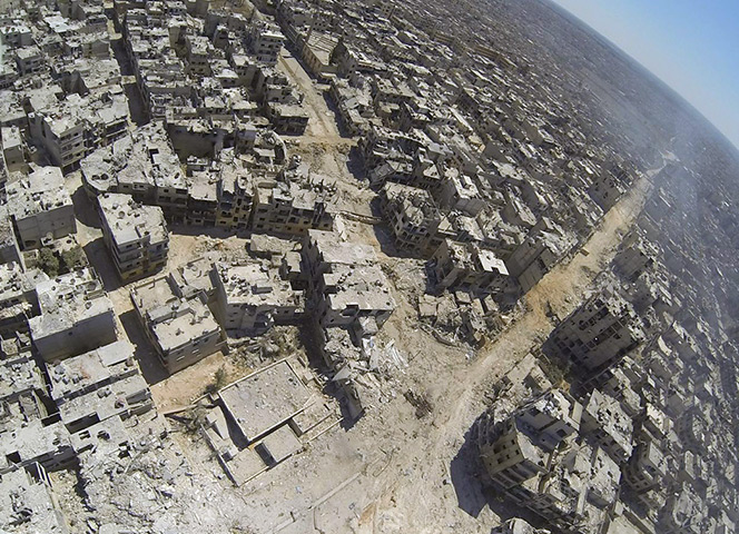 Homs destruction: An aerial view of destruction in the al-Khalidiya neighbourhood