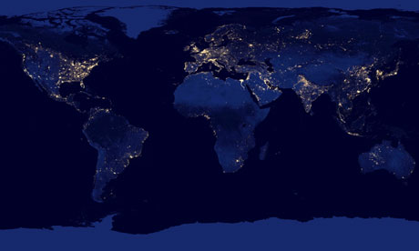 Earth at night from space