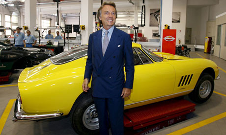 Chairman Luca Cordero di Montezemolo and staff at the Ferrari base in Maranello, Italy