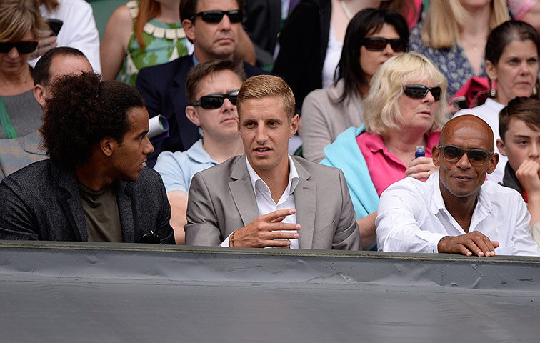 Tom Wimbledon day 10: Tom Huddlestone, Michael Dawson, centre, and Trevor Sinclair at Wimbledon