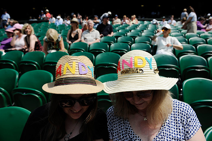 Wimbledon day 11: Two Andy Murray fans take their seats 