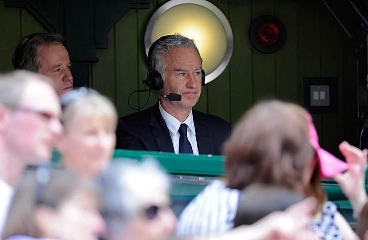 Wimbledon day 11: John McEnroe in the NBC commentary box on Centre Court 