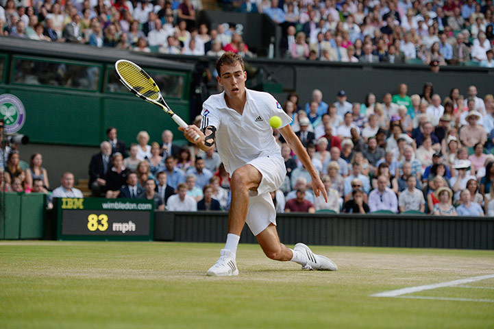 Andy Murray's Semi: Jerzy Janowicz plays a shot 