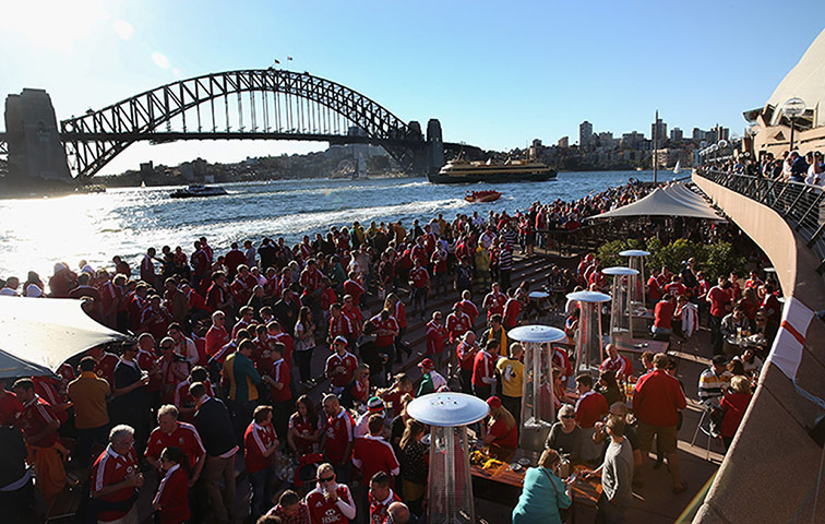 Lions final Test: Lions fans in Sydney Harbour