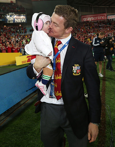 Lions final test: Brian O'Driscoll celebrates the victory with his daughter Sadie