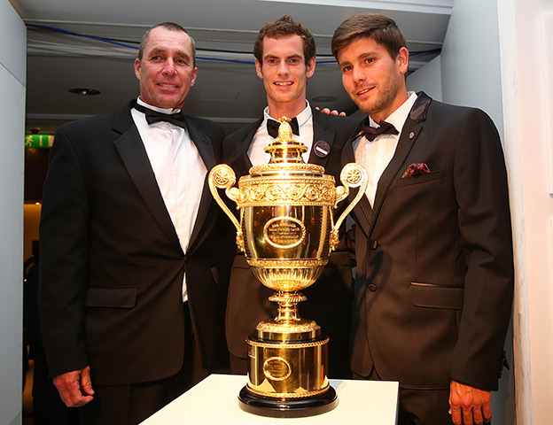 Winners Ball : Andy Murray poses with Coach Ivan Lendl, left, and hitting partner Dani Val