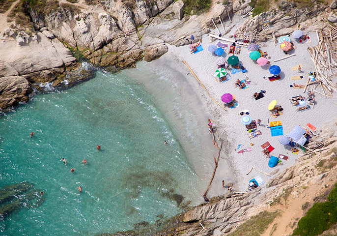 big picture - beach: overhead beach shot of sea and cove