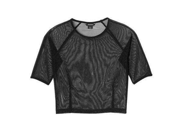 Club kid inspired fashion: Club kid fashion black mesh crop top by Monki