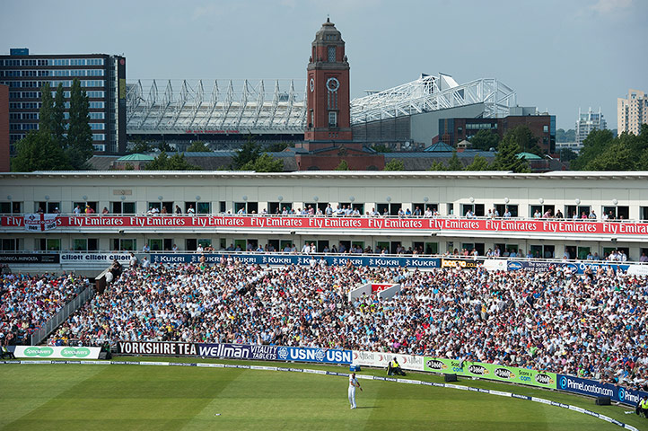 3rd ashes day 1 TJ: The other Old Trafford is seen above the packed stands 