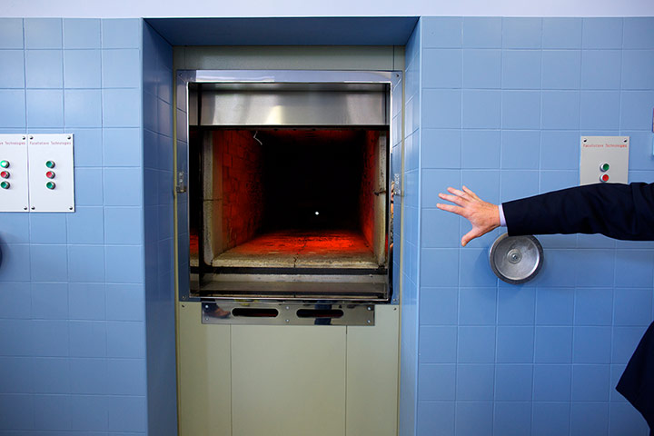 Cremation open day: Opening the doors to one of the two cremators 