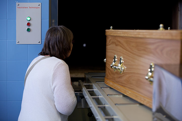 Cremation open day: A visitor peers into one of the (switched off) cremators