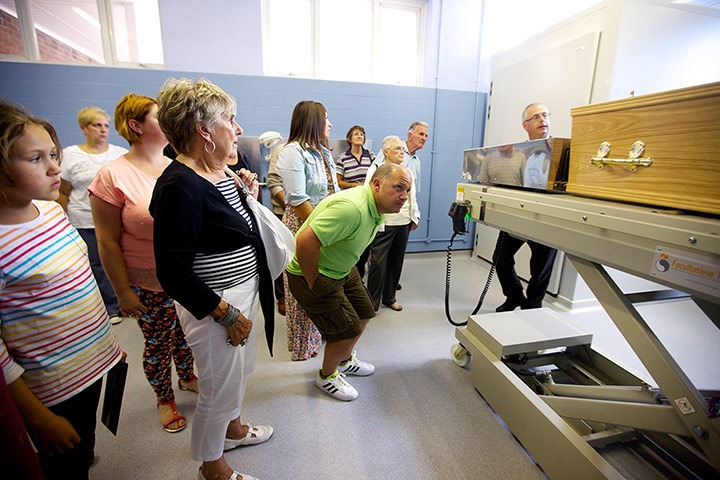 Cremation open day: Members of the public are taken round the Crematorium