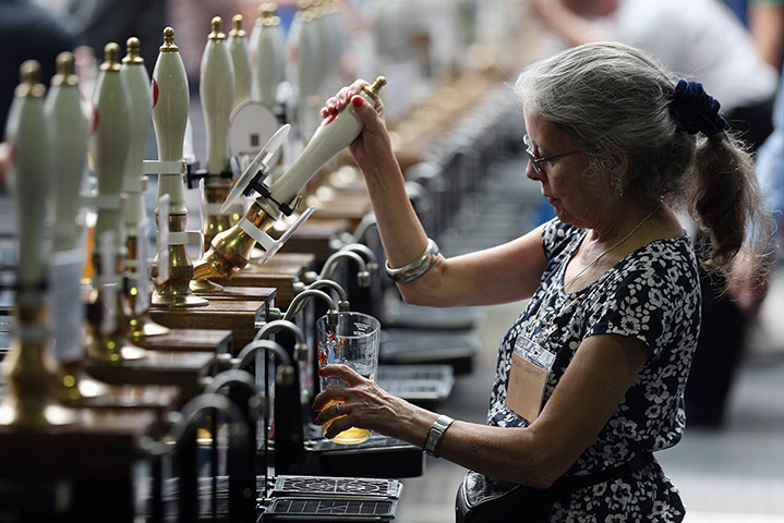 Serving beer at the Beer Festival 