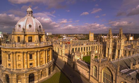 Aerial shot of Oxford University