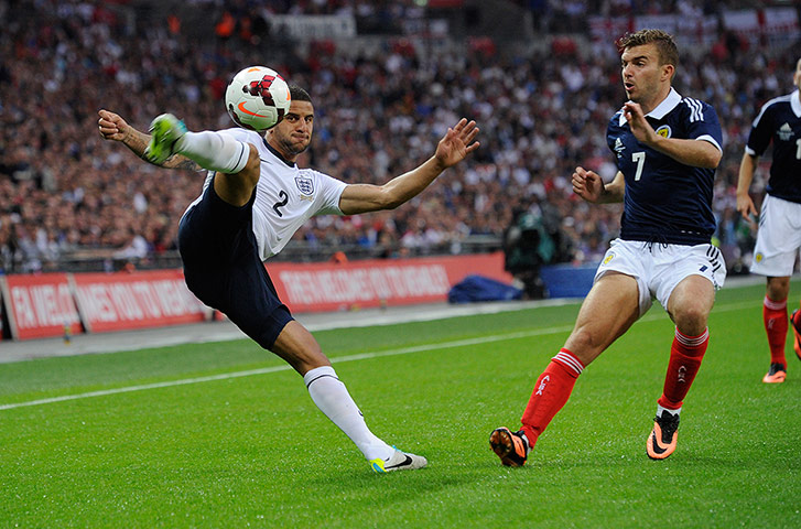 England v Scotland: Kyle Walker clears the ball 
