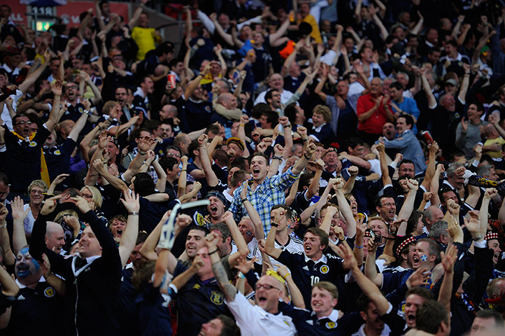England v Scotland 2: Scotland fans celebrate the first goal
