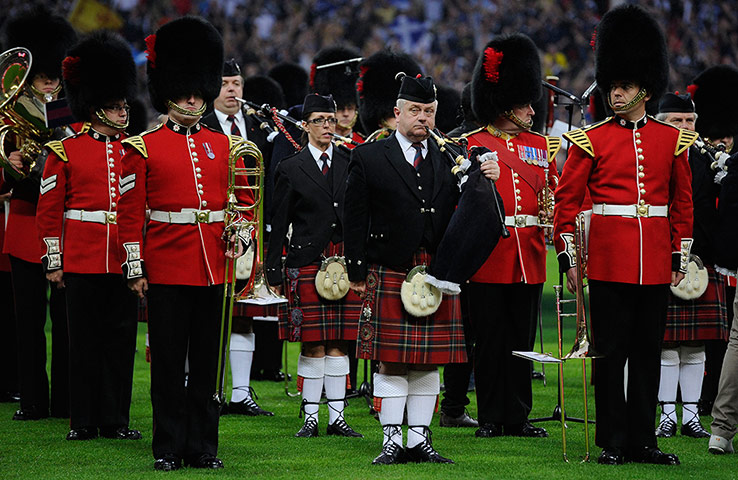 England v Scotland 2: The bands wait to play the anthems 