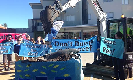 A protest against dredging around the Great Barrier Reef