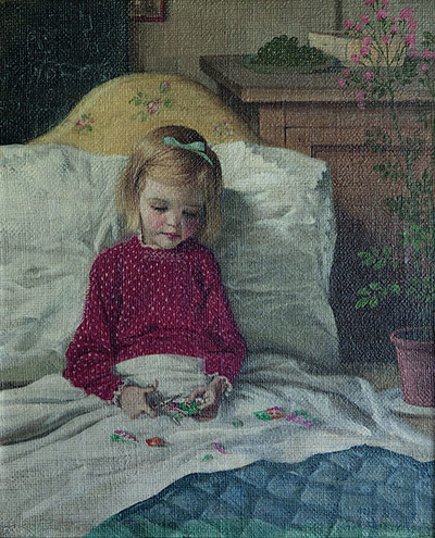 Rex Whistler: Rosanagh Crichton convalescing in bed, 1938 by Rex Whistler
