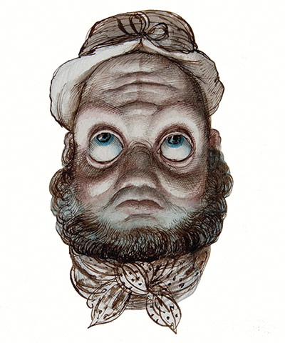 Rex Whistler: Reversible Face: Mad Wife x Farmer, 1930-31 by Rex Whistler