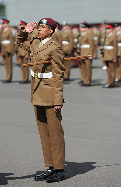 Junior Soldiers: A soldier stands to attention