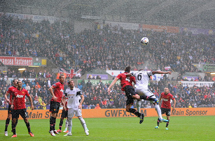 Swansea v United: The rain teems down 