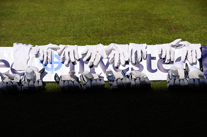 ashes 3rd test day 2: Michael Clarke's used batting gloves drying on the boundary rope 