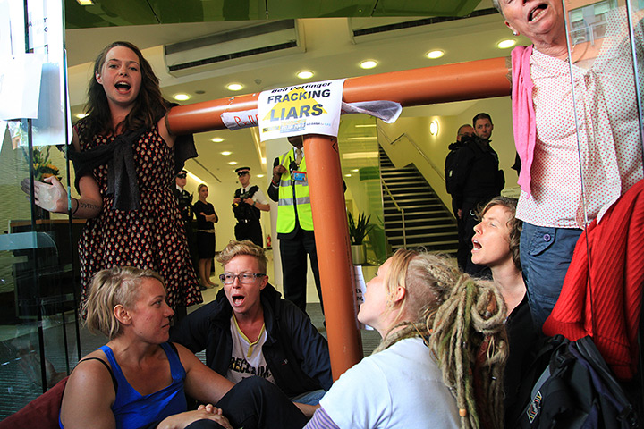 Fracking protest: Activists from Reclaim the Power blockaded Bell Pottinger by super-gluing t