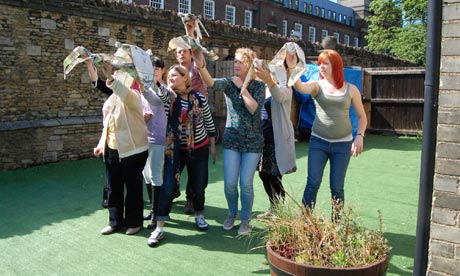 Female memebers of the Dark Earth cast in rehearsals