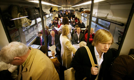 Commuters on a crowded train