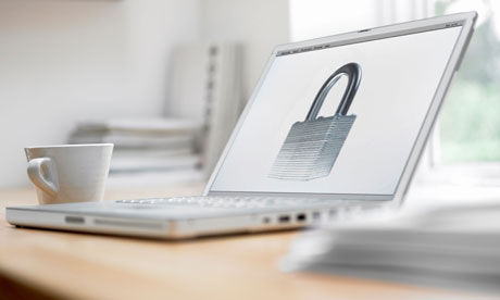 Padlock picture on laptop screen