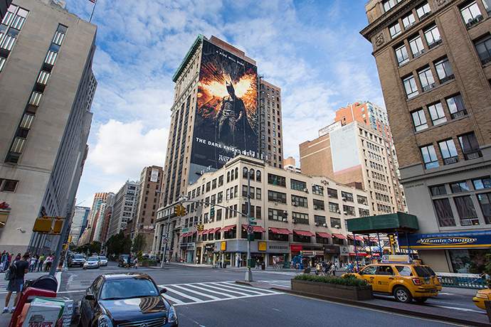 Batman: The Dark Knight Rises on a billboard in New York City