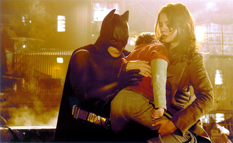 Batman: Christian Bale and Katie Holmes in Batman Begins, 2005