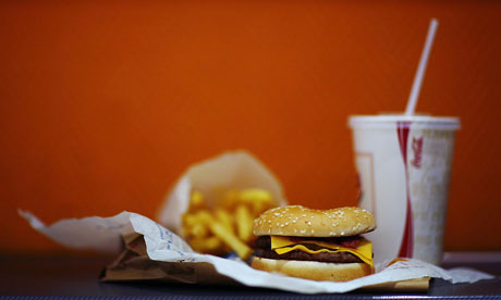 Fast food burger and drink