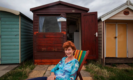 Sarah Chandler and her beach hut at Brightlingsea, Essex