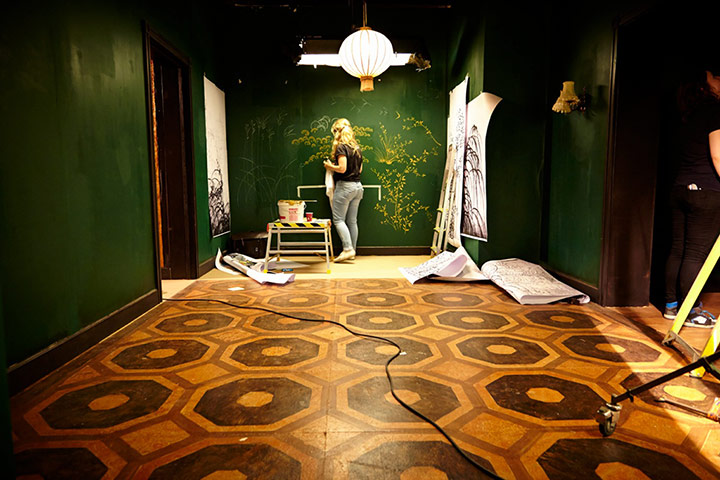 Beaconsfield: Hand painting a Chinese wall for 'Room 55'