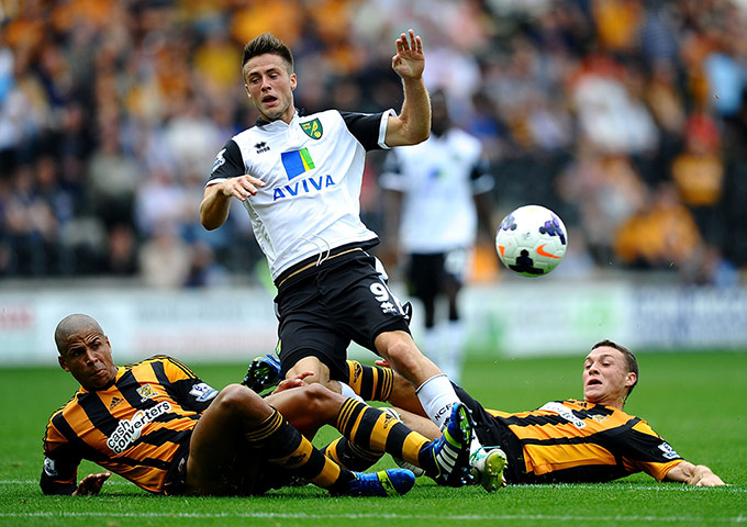 saturday round up 2: Ricky Van Wolfswinkel is closed down by James Chester and Curtis Davies