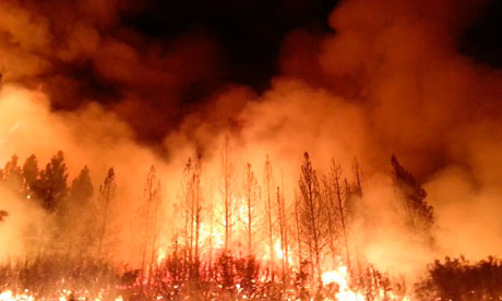 Wildfire approaching Yosemite National Park late last week. The blaze is now less than four miles fr