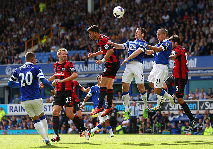 saturday round up 3: Everton's Leighton Baines and Leon Osman clear their lines