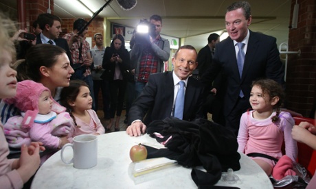 The Leader of the Opposition Tony Abbott with Christopher Pyne at the Campbelltown Leisure Centre in Pyne's Electorate of Sturt.